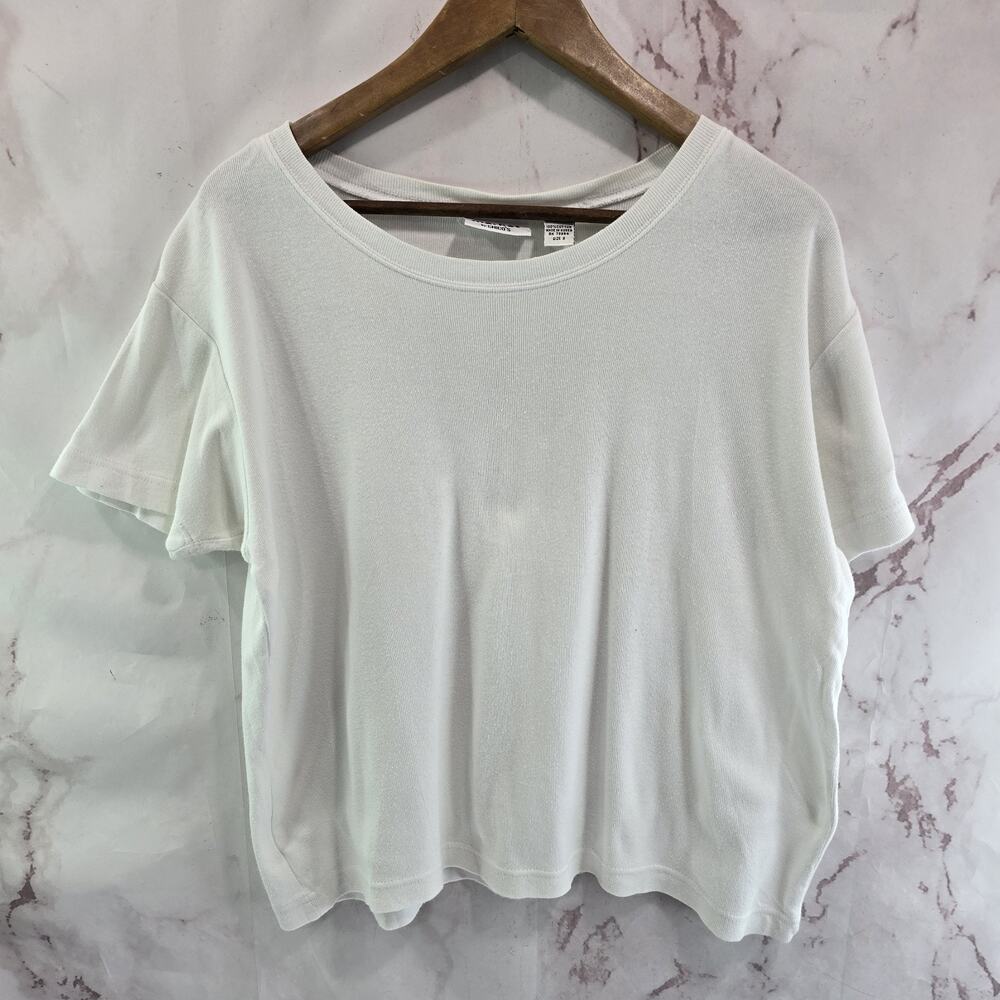 Chicos T Shirt Women Large 2 White Tee Crew Neck Short Sleeve Market By Boxy